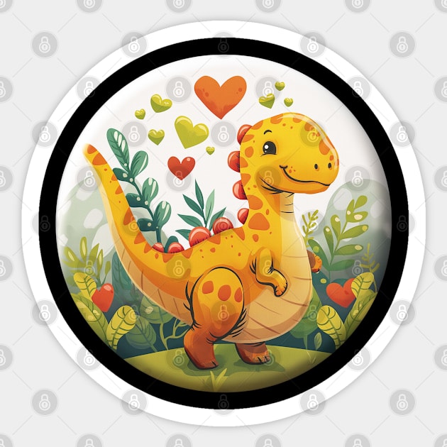 Cute  Dino Dinosaur Love Design Sticker by Mary_Momerwids